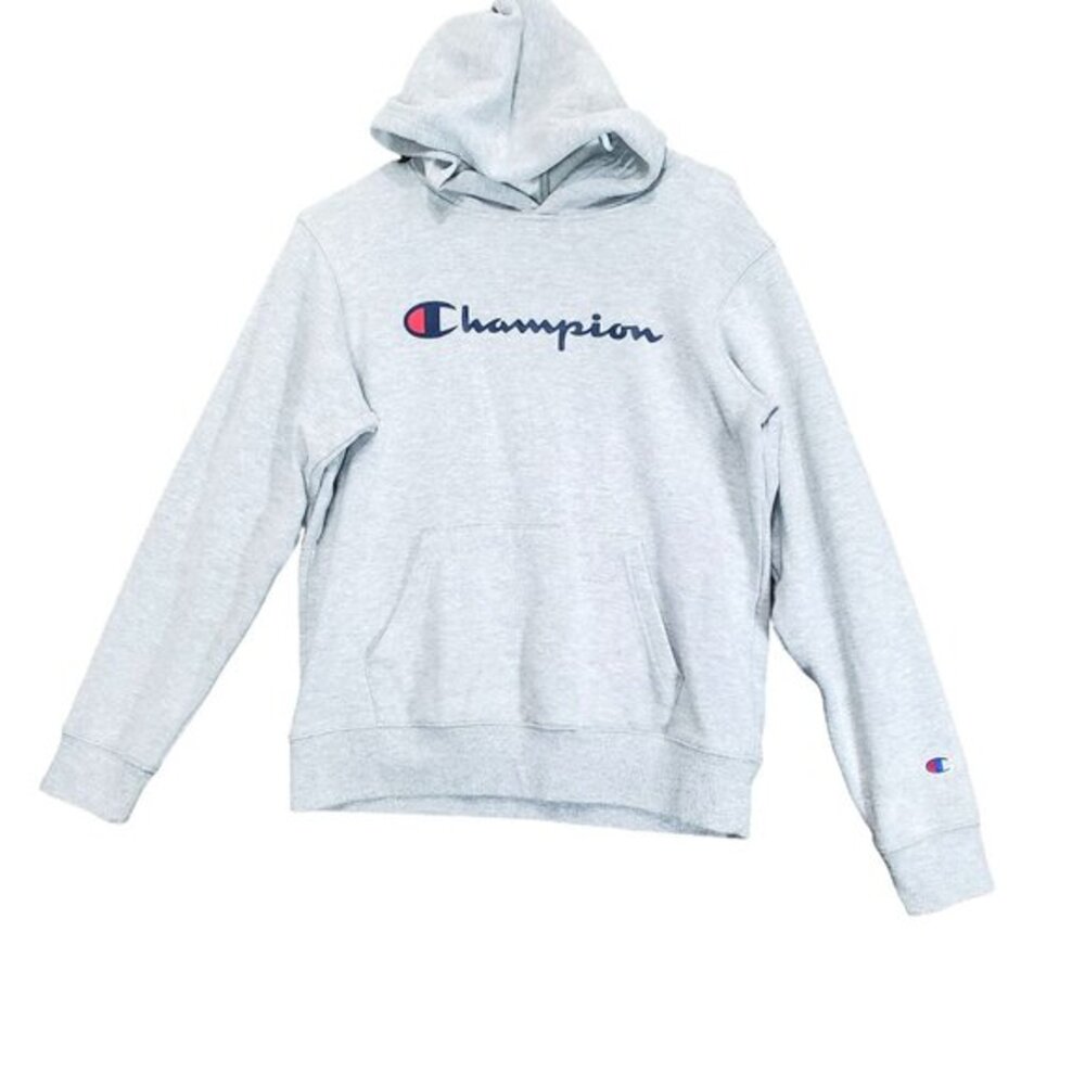 Champion Womens Streetwear Athleisure Hoodie XL Gray Script Logo Pullover Cozy